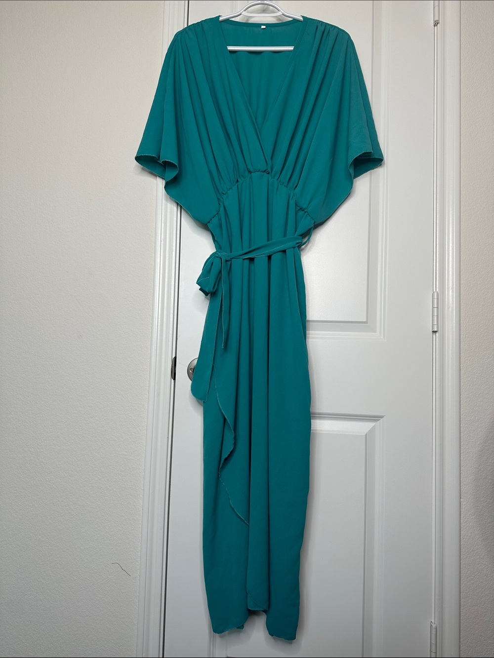 SHEIN Teal Wrap Maxi Dress with Tie Waist